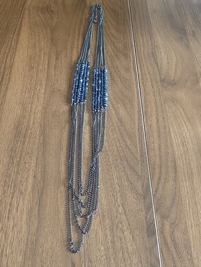 Simply Vera Multi-Strand Black Crystal And Gunmetal Chain Statement Necklace